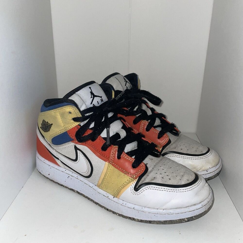 Nike Air Jordan Retro 1 Mid SE Multicolor Canvas Shoes 6.5Y Wmn 8